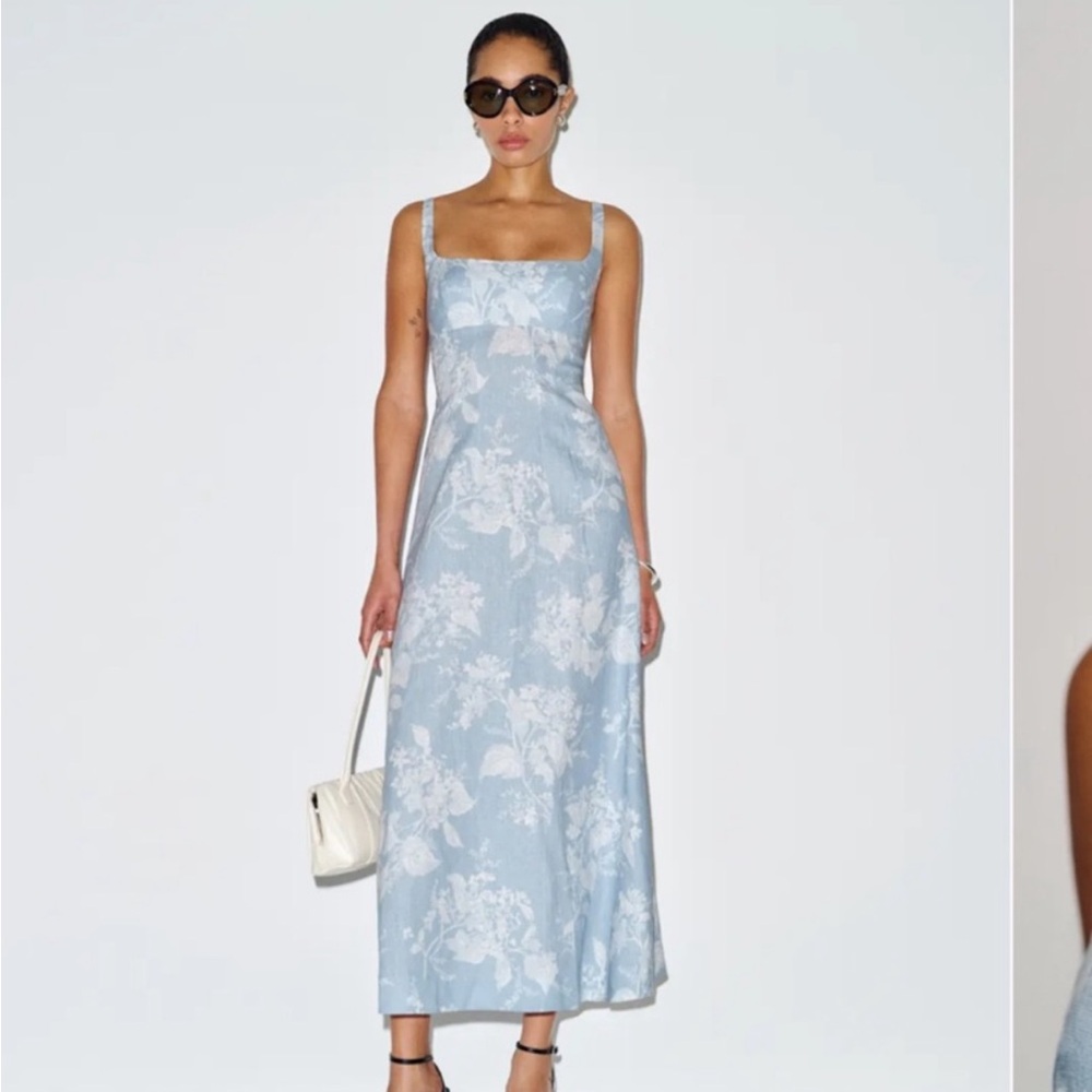 Reformation Pale Blue Floral Midi Dress